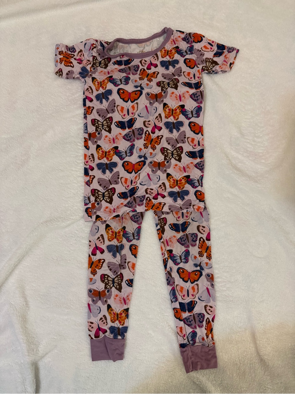 Little Sleepies Lavender Butterfly Pajama Set with Multicolor Butterflies